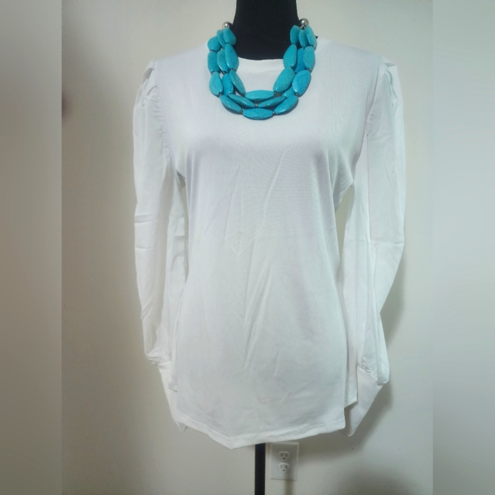 White Puff Sleeve Top